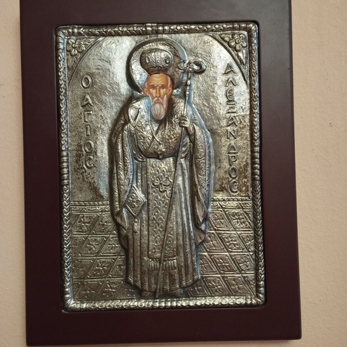 Orthodox silver icon of Saint Alexandros like new