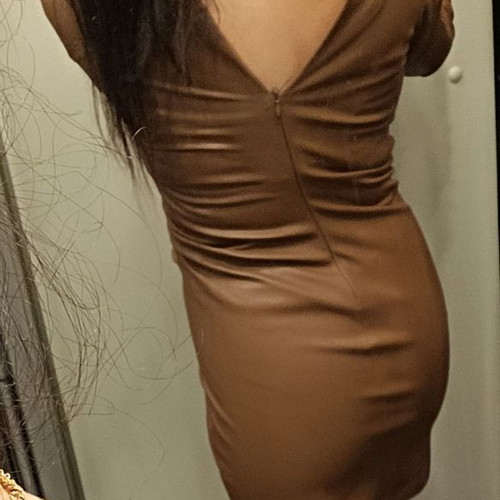 Leatherette dress used, brown, mini, Zara, size S
