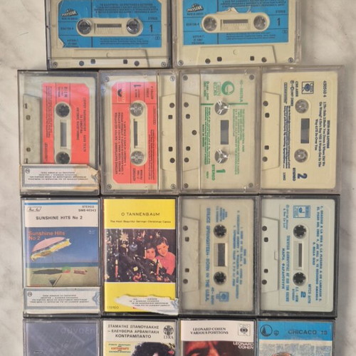 Cassette tapes used, collection of 14, Greek and foreign music