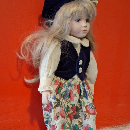 Vintage collectible ceramic doll, 38cm