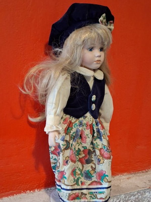 Vintage collectible ceramic doll, 38cm