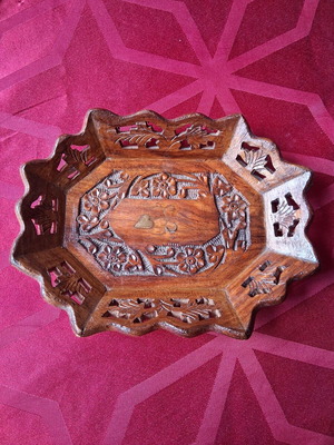 Wooden carved decorative plate like new