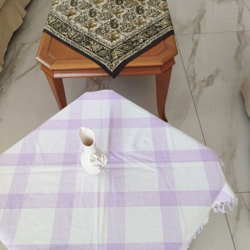 Vintage tablecloth set 2 pieces boho floral and lilac gingham with gift
