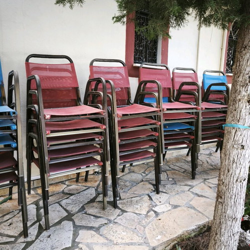 Aluminum outdoor chairs used, about 80 pieces