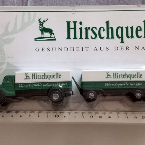 Vintage H0 Scale Truck with Hirschquelle Beer Advertisement new