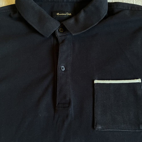 Massimo Dutti Black Short Sleeve Polo Shirt L, like new