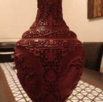 Red Cinnabar vase used, 38cm height