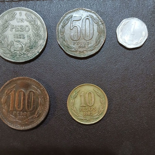 Set of 5 different Chilean coins