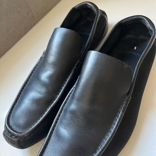 Gucci loafers ανδρικά μεταχειρισμένα, δέρμα με ύφασμα, νούμερο 42,5