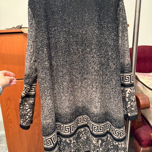 Long cardigan with patterns new, black and white