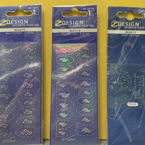 Y2K nail tattoos rub on and body crystals