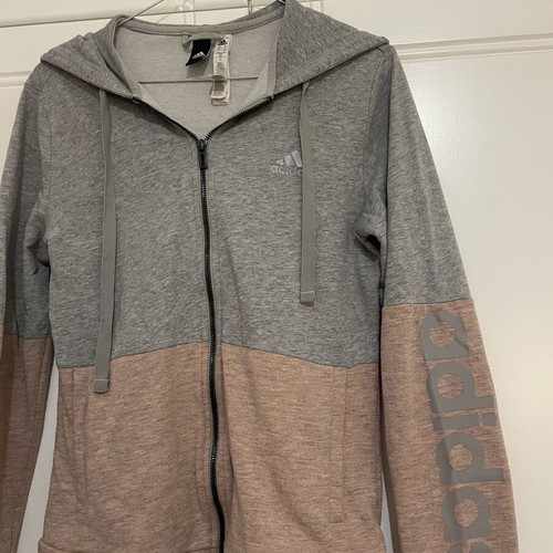 Adidas two-tone sports jacket, grey and pink, size S