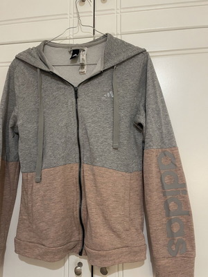 Adidas two-tone sports jacket, grey and pink, size S