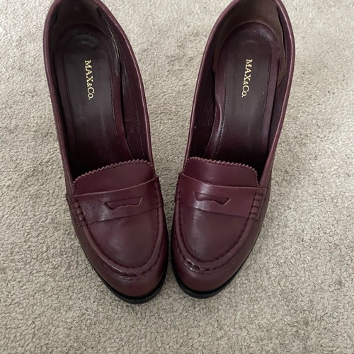 Max & Co Women's Loafers Bordeaux Like New With Heel
