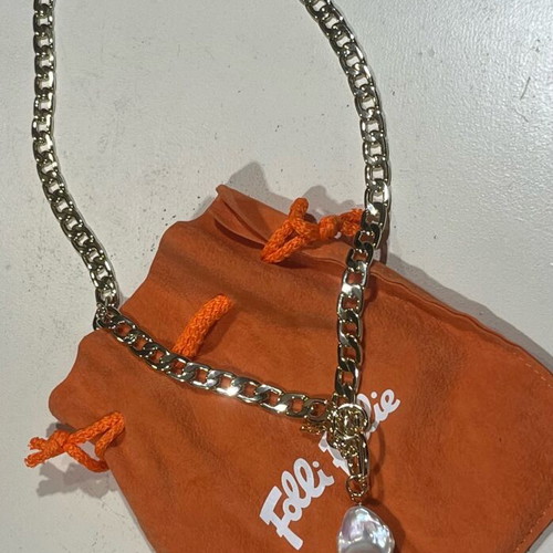 Folli Follie gold-plated necklace with pearl motif, new