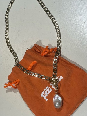 Folli Follie gold-plated necklace with pearl motif, new
