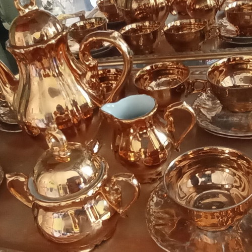 Vintage Mokka coffee set porcelain with gold lustre like new