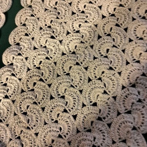 Handmade white set of table linens, very old design, new