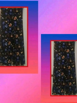 Pants in shades of blue with beautiful pattern, like new