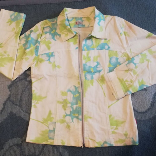 Shirt-jacket like new printed white, turquoise, green size S