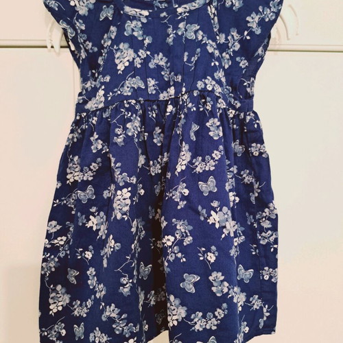 Blue dress with white flowers for baby up to 10 months like new