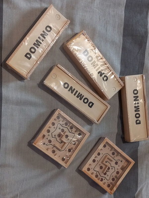 Ξύλινα παιχνίδια - domino και λαβύρινθος - 6 κομμάτια