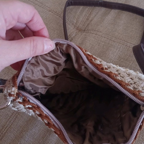 Handmade shoulder bag like new, beige and gold