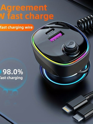 Φορτιστής αυτοκινήτου με USB RGB 66W καινούργιος, 5V 3.1A, θύρα Type C
