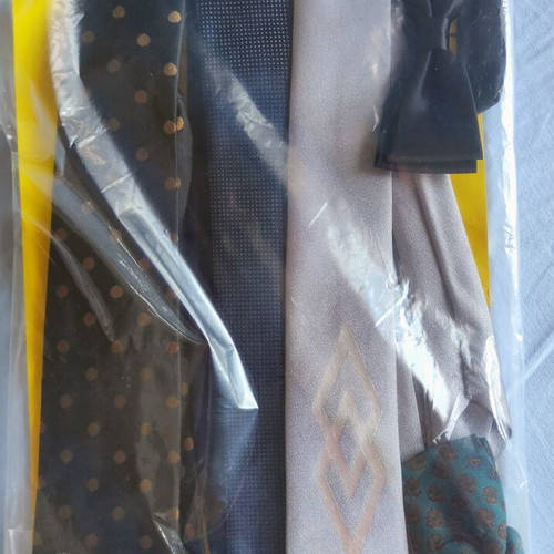 Tie and bow tie set Basile like new, gray and multicolor, 3 ties 2 bow ties