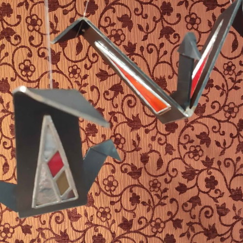 Handmade origami bird vitraux set of 3 like new