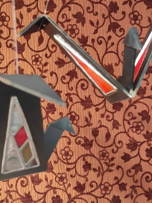Handmade origami bird vitraux set of 3 like new