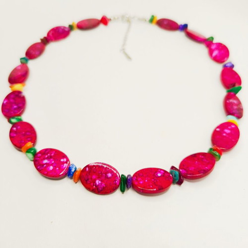 Handmade Mother of Pearl Necklace stainless steel, multicolor