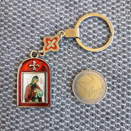 Double keychain with Saint Christopher and Saint Irene icons, like new