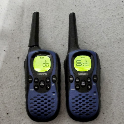 Uniden PMR845-2CK radios used, set of two with chargers and extra batteries