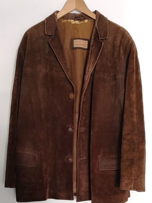 Men's vintage suede leather jacket used, brown, Anwar Yacout Alexandria