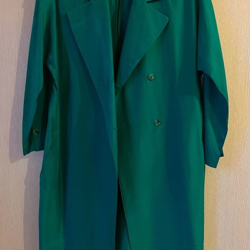 Ellen Tracy silk emerald coat refurbished, Medium/Large