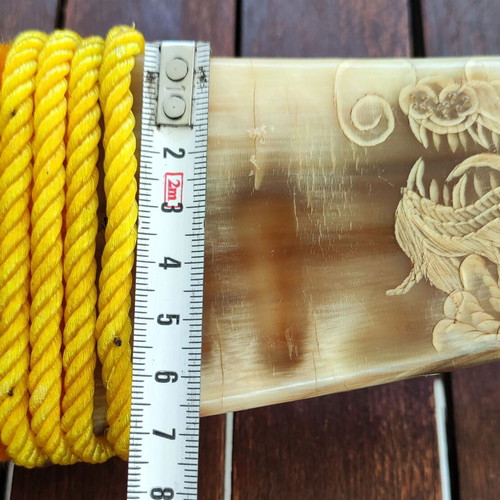 Buffalo horn with handmade dragon carving like new