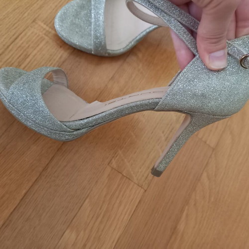 Mourtzi gold glitter high heel sandals like new, size 36