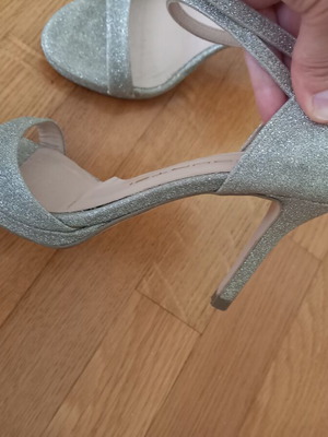 Mourtzi gold glitter high heel sandals like new, size 36