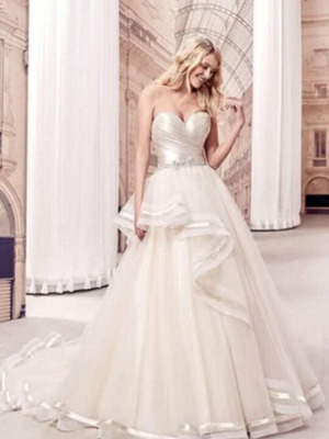 Eddy-K wedding dress new, ivory champagne color, size medium-large