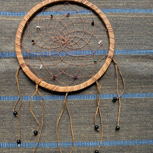 Dreamcatcher made of leather with semi-precious stones like new