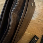 Brown shoulder bag used with multiple pockets