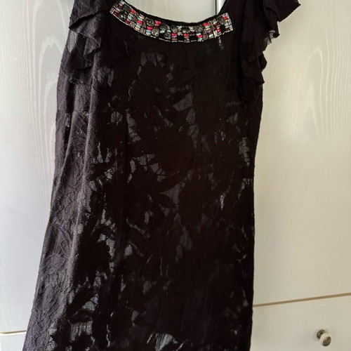 Semi-transparent dress used, black with stones, size M