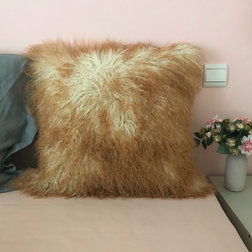 Furry sofa pillowcase new 50x50cm, 100% leather