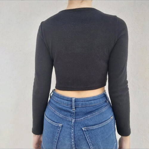 Black long sleeved top like new, size S