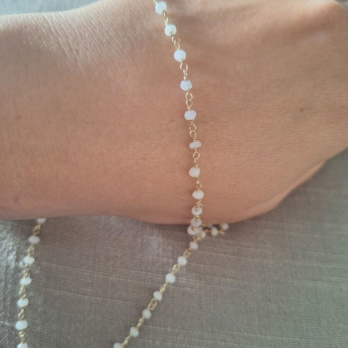 Silver 925 gold-plated necklace with white stones, short rosary 39cm