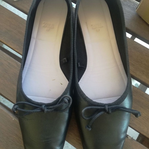 Zara ballerinas size 39 leather like new, black