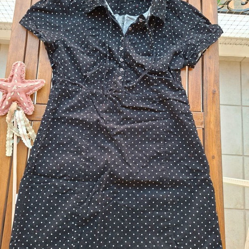 Attrattivo black corduroy polka dot shirt dress, large size