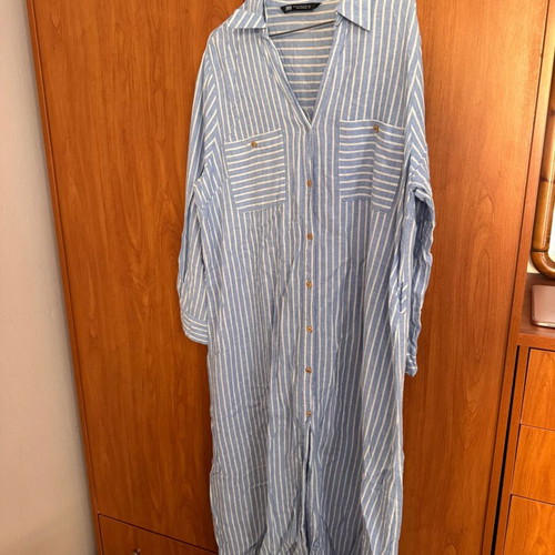 ZARA Striped Midi/Maxi Dress With Belt Like New, XXL