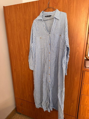 ZARA Ριγέ Midi/Maxi Φόρεμα Με Ζώνη Σαν Καινούργιο, XXL